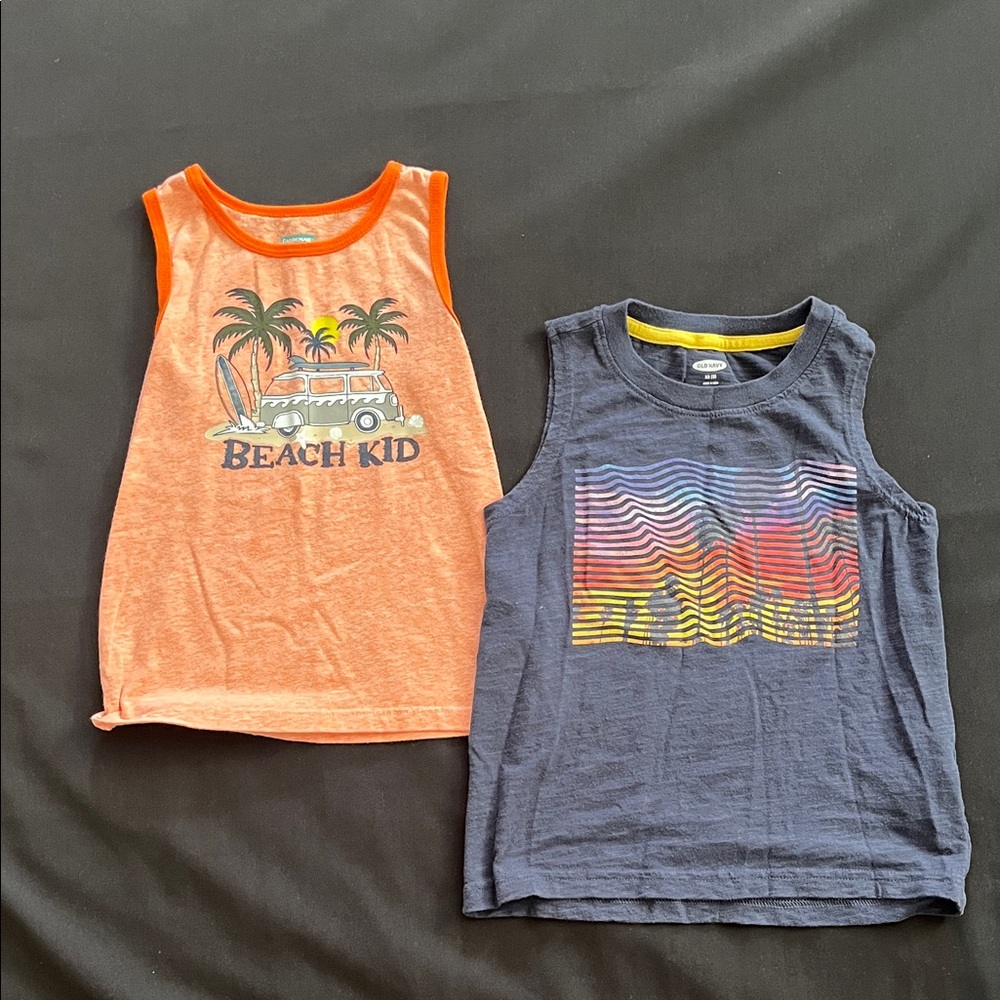 Orange and Navy Kids Tank Tops